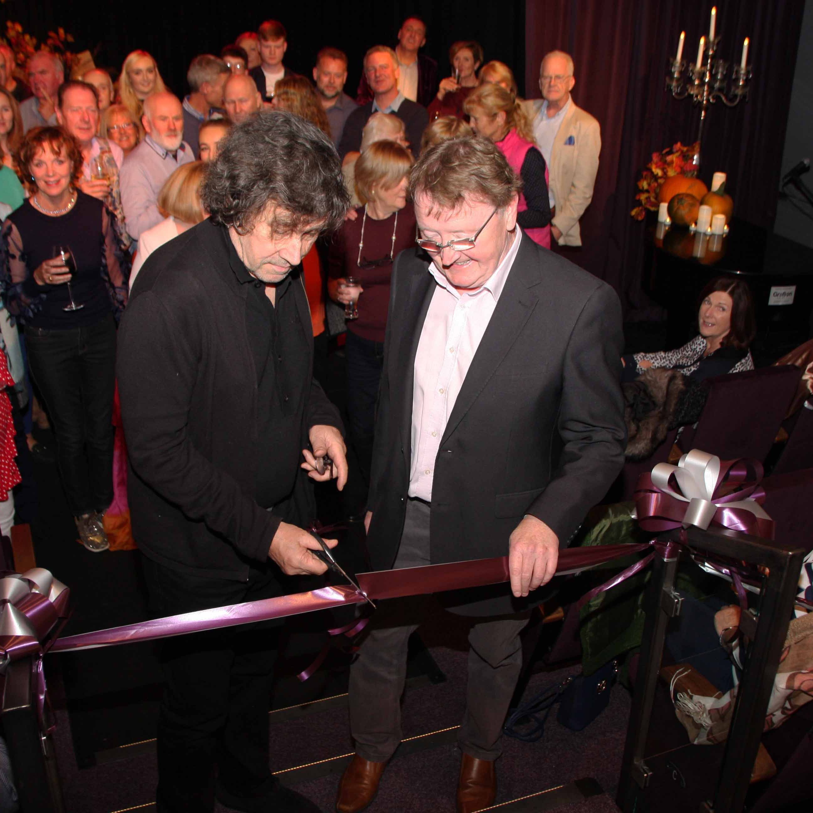 Stephen Rea at new seats cutting the ribbon